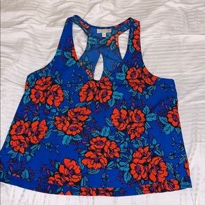 Floral blue tank top